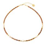 Mieniący się naszyjnik z perełkami i bursztynem