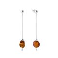 Biżuteria srebrna z bursztynem kolczyki długie